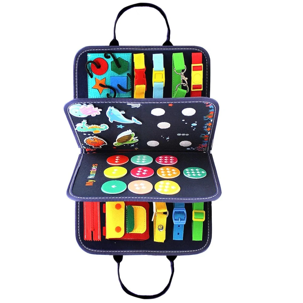 Maletin Tablero de Actividades Preescolar Juguete Montessori Azul