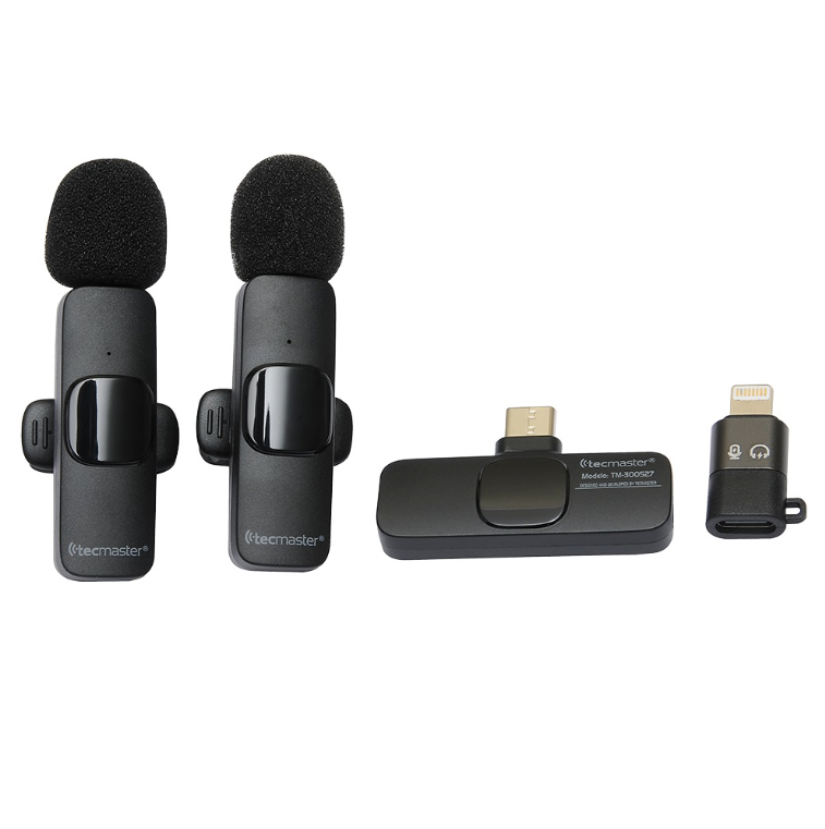 Micrófono Lavalier Inalámbrico Dual Tecmaster Android & iPhone