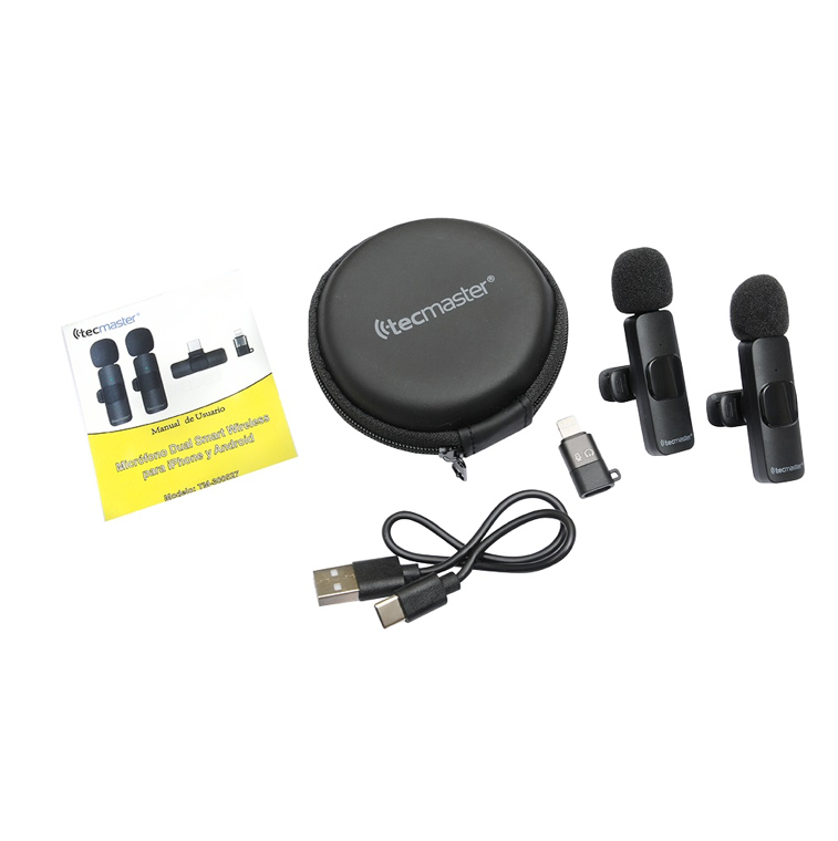 Micrófono Lavalier Inalámbrico Dual Tecmaster Android & iPhone