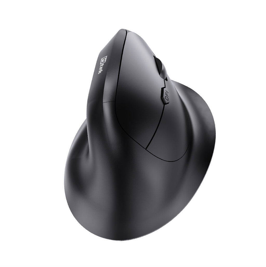 Mouse Inalámbrico Ergonómico 2.4GHz+BT Recargable Negro
