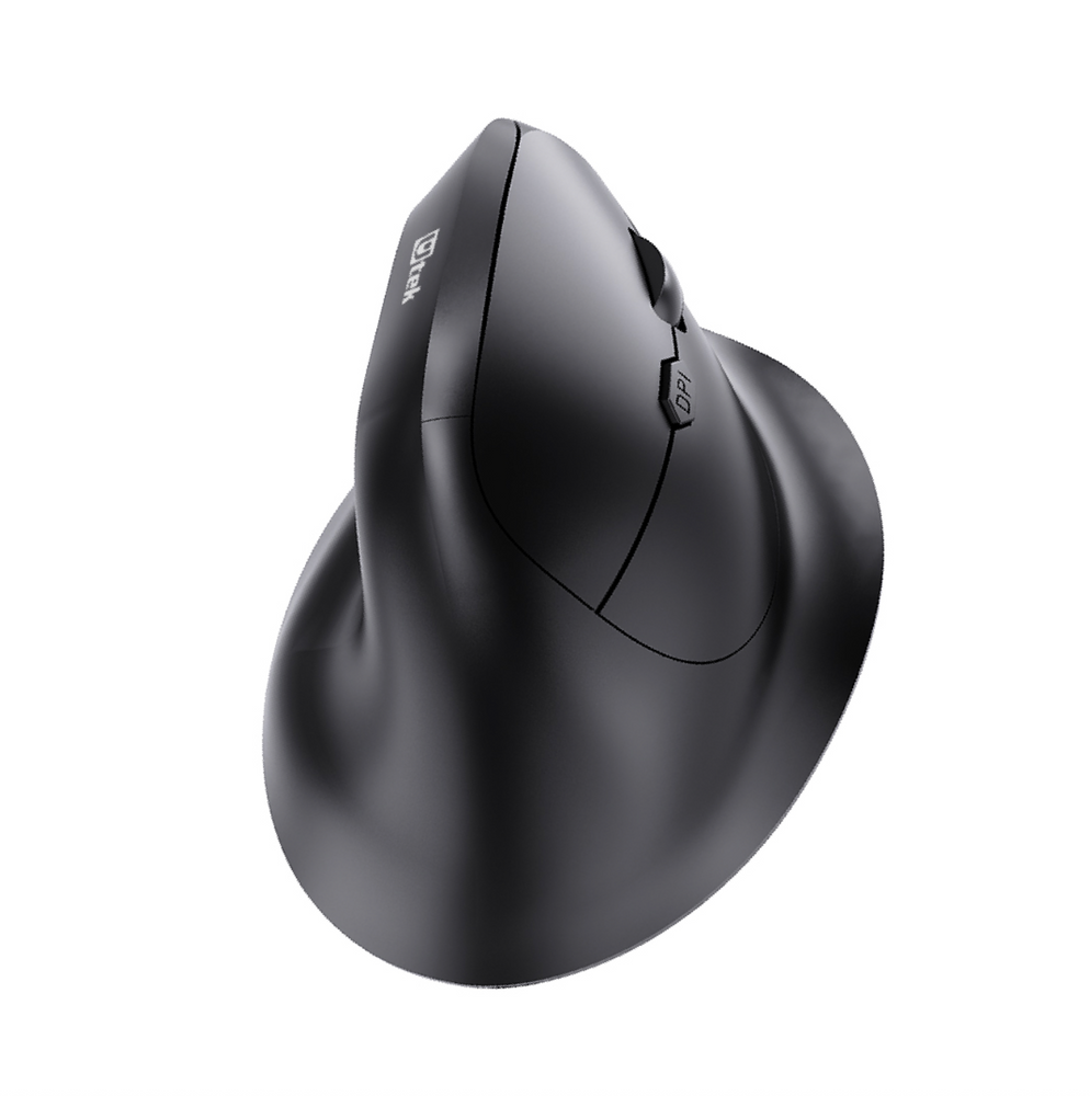 Mouse Inalámbrico Ergonómico 2.4GHz+BT Recargable Negro