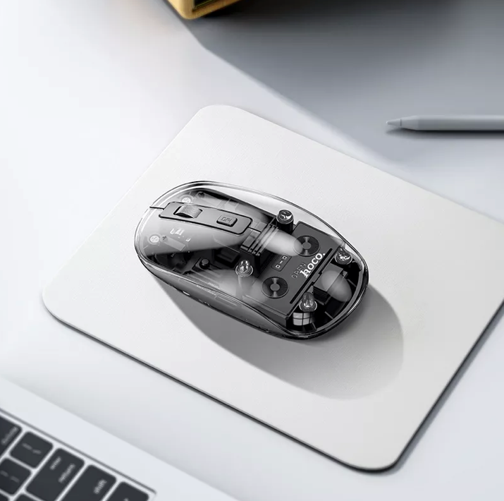 Mouse Inalámbrico y Bluetooth Hoco GM29 Cristal Negro