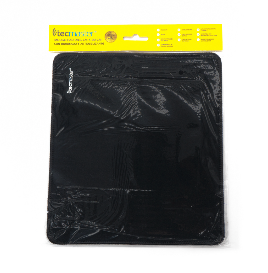 Mouse Pad Antideslizante 22x24cm Negro Tecmaster