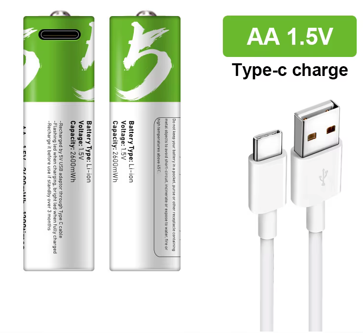 Pack 2 Pilas AA Litio 2600mah Recargables Puerto Usb C
