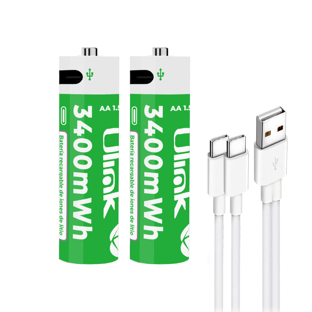 Pack 2 Pilas AA Recargables USB-C 3400mWh Ulink