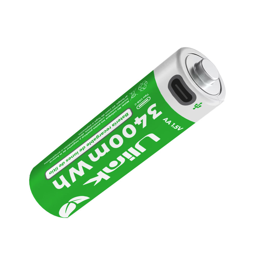 Pack 2 Pilas AA Recargables USB-C 3400mWh Ulink