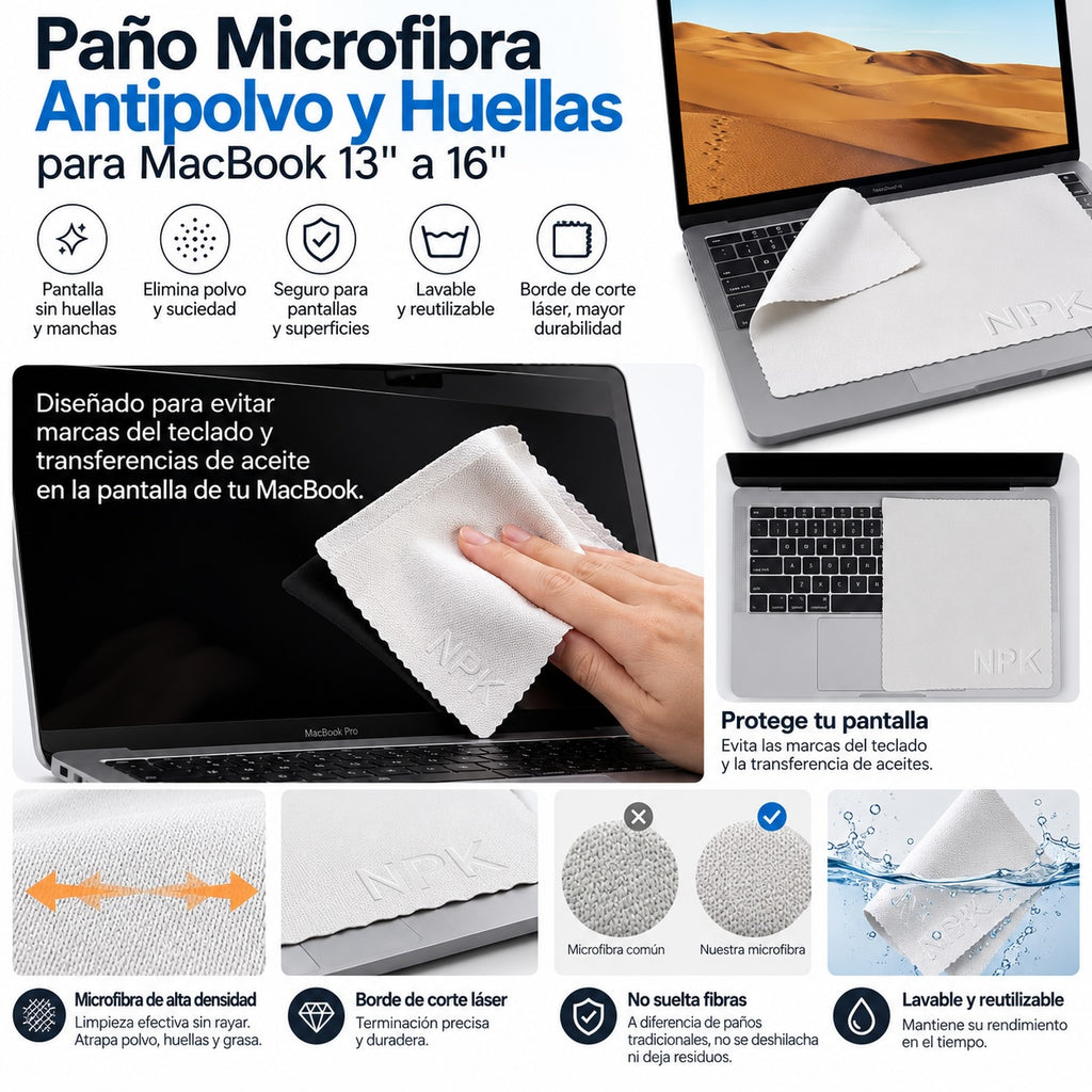 Paño Microfibra Antipolvo para MacBook 13" a 16”