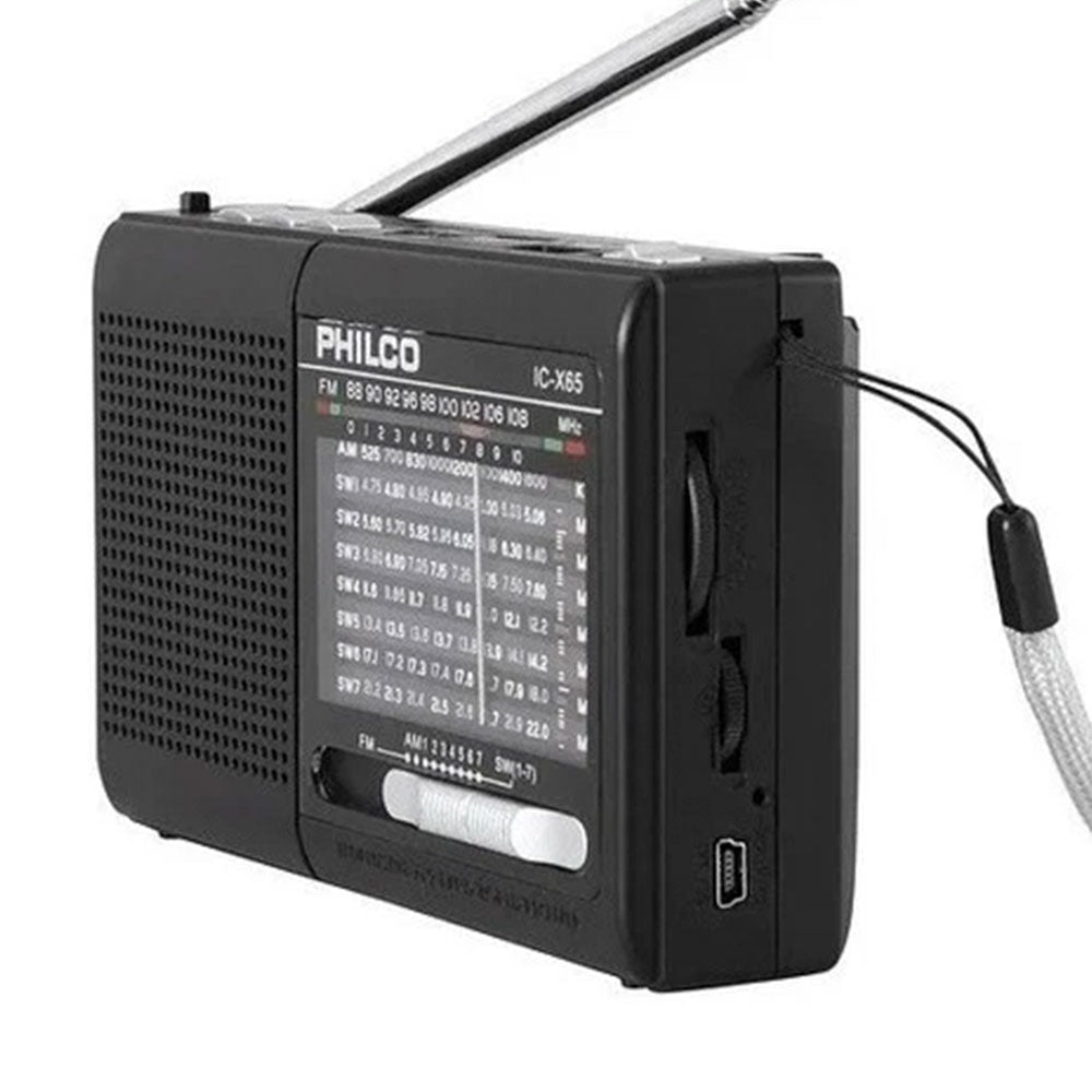Radio Portátil Philco Bluetooth USB Multibanda Linterna Recargable ICX65