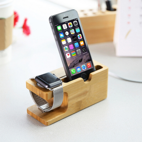 Soporte Para Applewatch y iphone Bambú