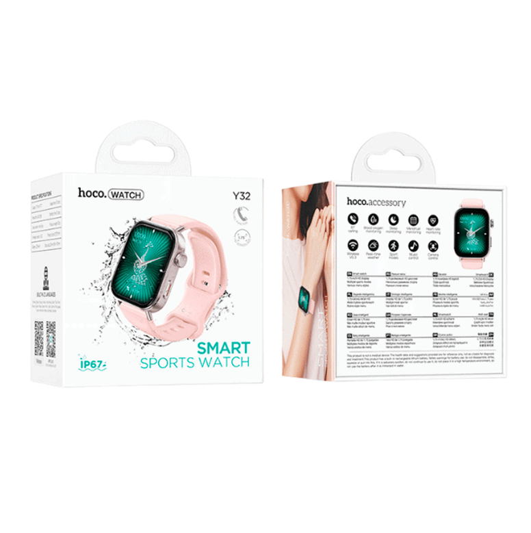 Smartwatch Bluetooth Hoco Y32 Rosado Reloj Inteligente