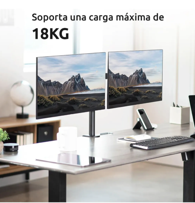 Soporte Doble Monitor 13–27” Articulado Negro Goforit