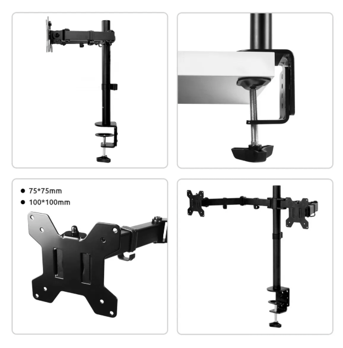Soporte Doble Monitor 13–27” Articulado Negro Goforit