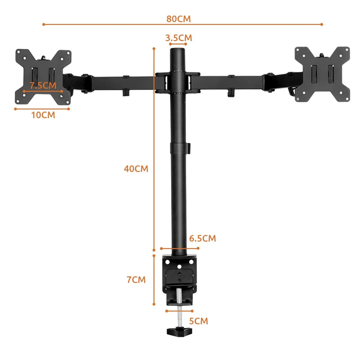 Soporte Doble Monitor 13–27” Articulado Negro Goforit