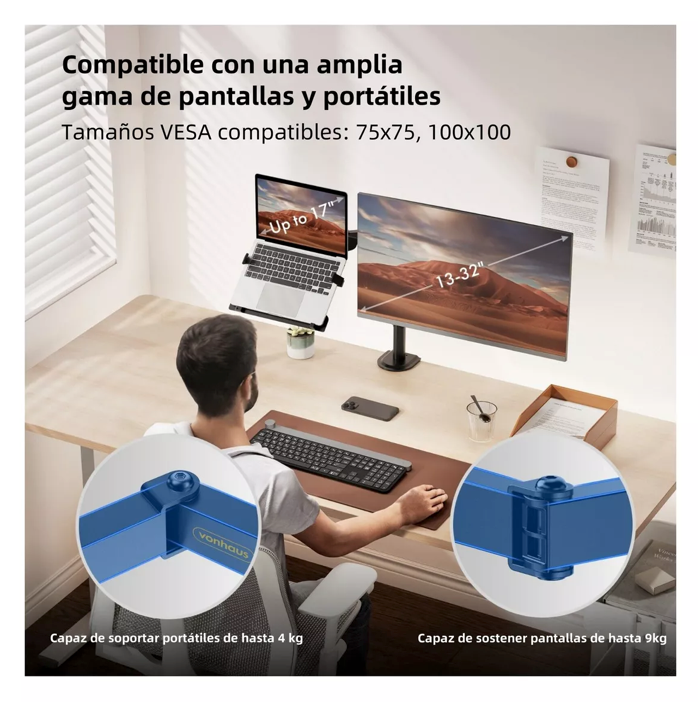 Soporte Monitor y Notebook Brazo Articulado Escritorio A017 Goforit