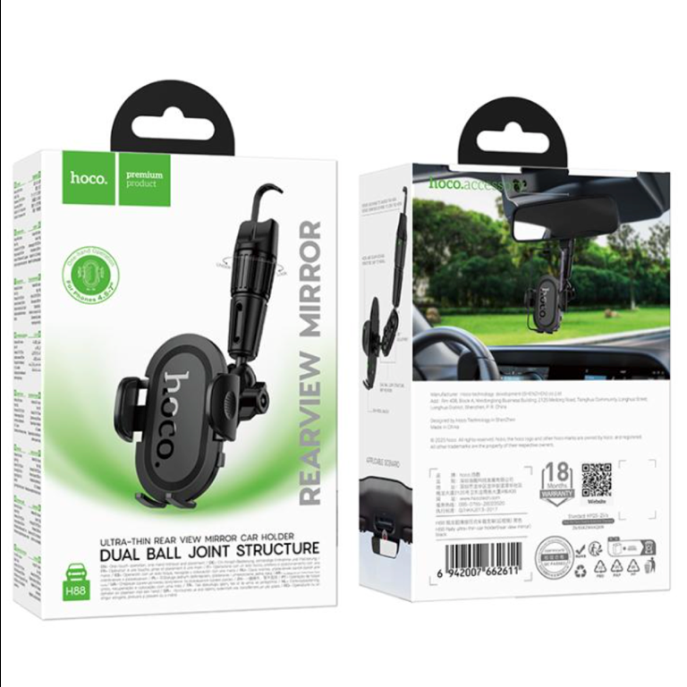 Soporte de Celular para Espejo Retrovisor Hoco H88 Negro