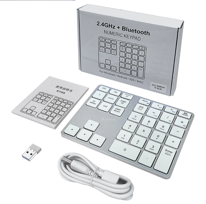 Teclado Numerico Bluetooth Mac Notebook 35 Tec. Silver
