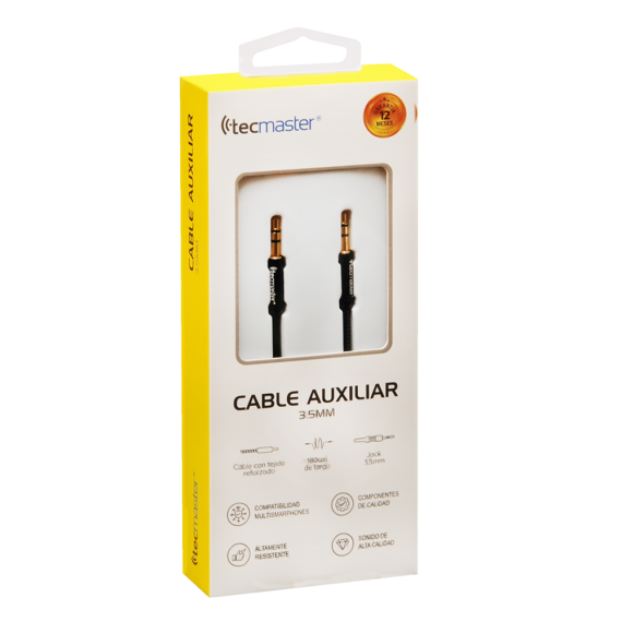 Cable Auxiliar Audio 3.5 Jack 1.8MT Tejido Reforzado Tecmaster