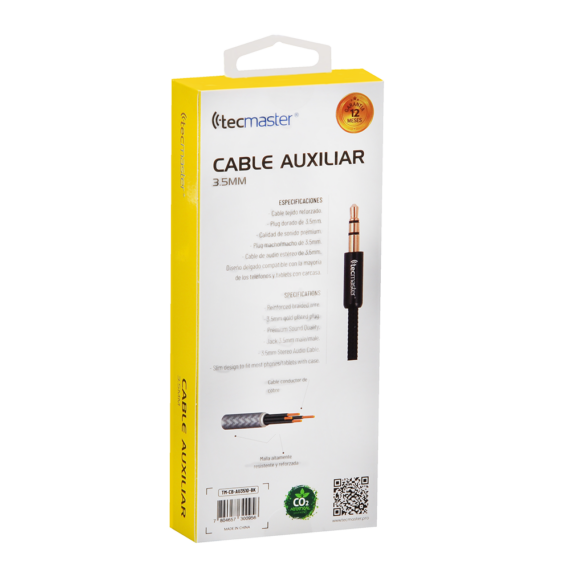 Cable Auxiliar Audio 3.5 Jack 1.8MT Tejido Reforzado Tecmaster