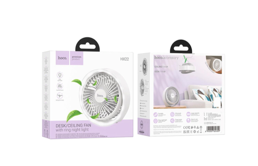 Ventilador Sobremesa Recargable con Luz HOCO HX22