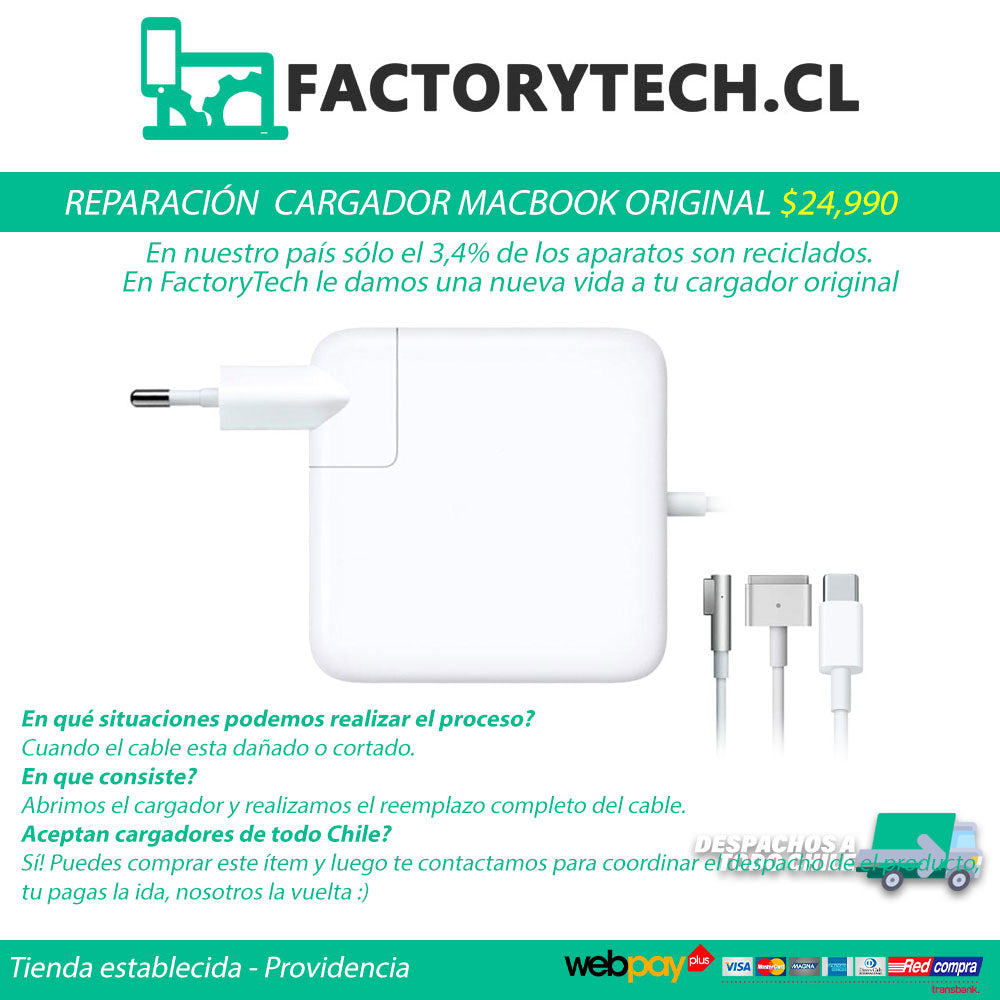 Servicio Reparacion Cargador Macbook Magsafe 1/2