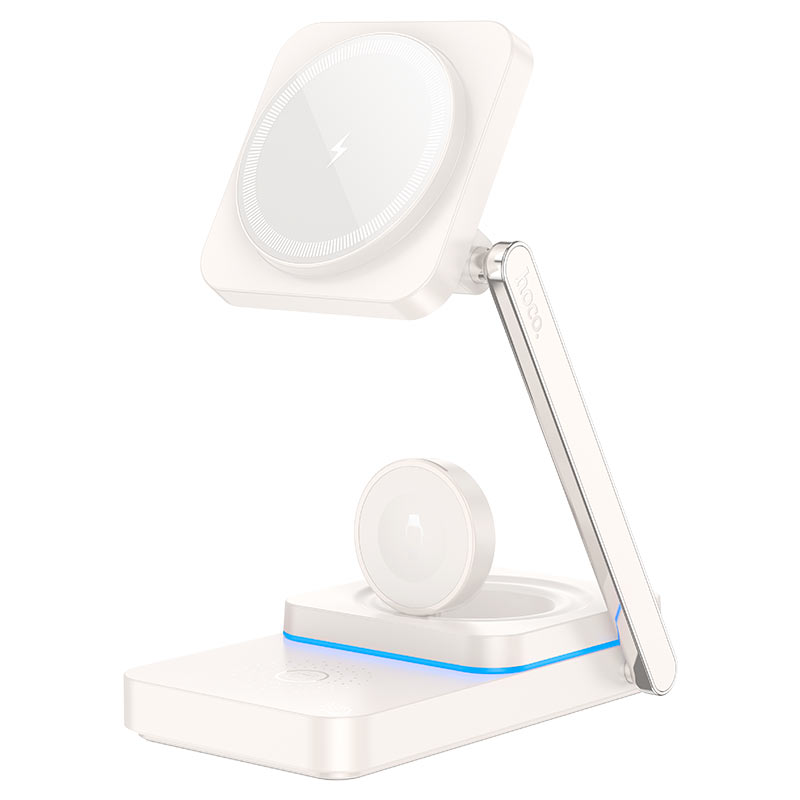 Cargador Dock Inalambrico Premium 3 en 1 Hoco CQ10 Blanco