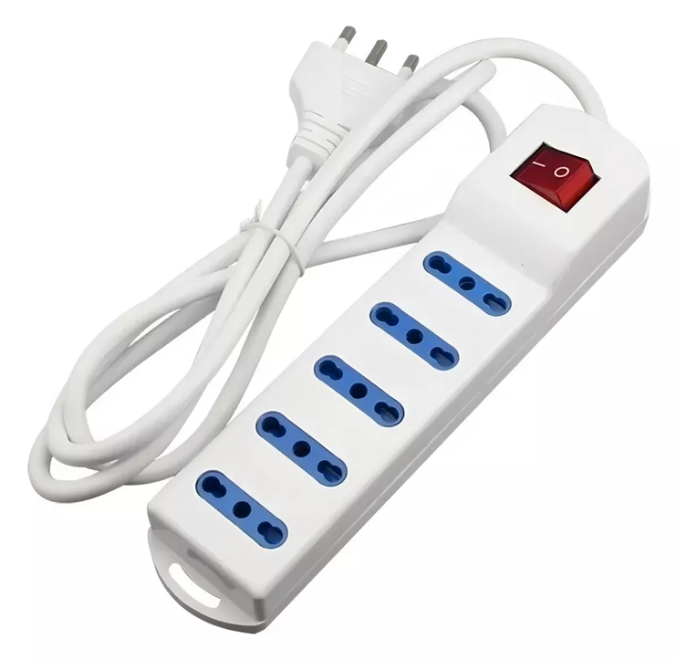 Alargador Electrico 5 Mts 5 Puestos Blanco Con Switch Goforit