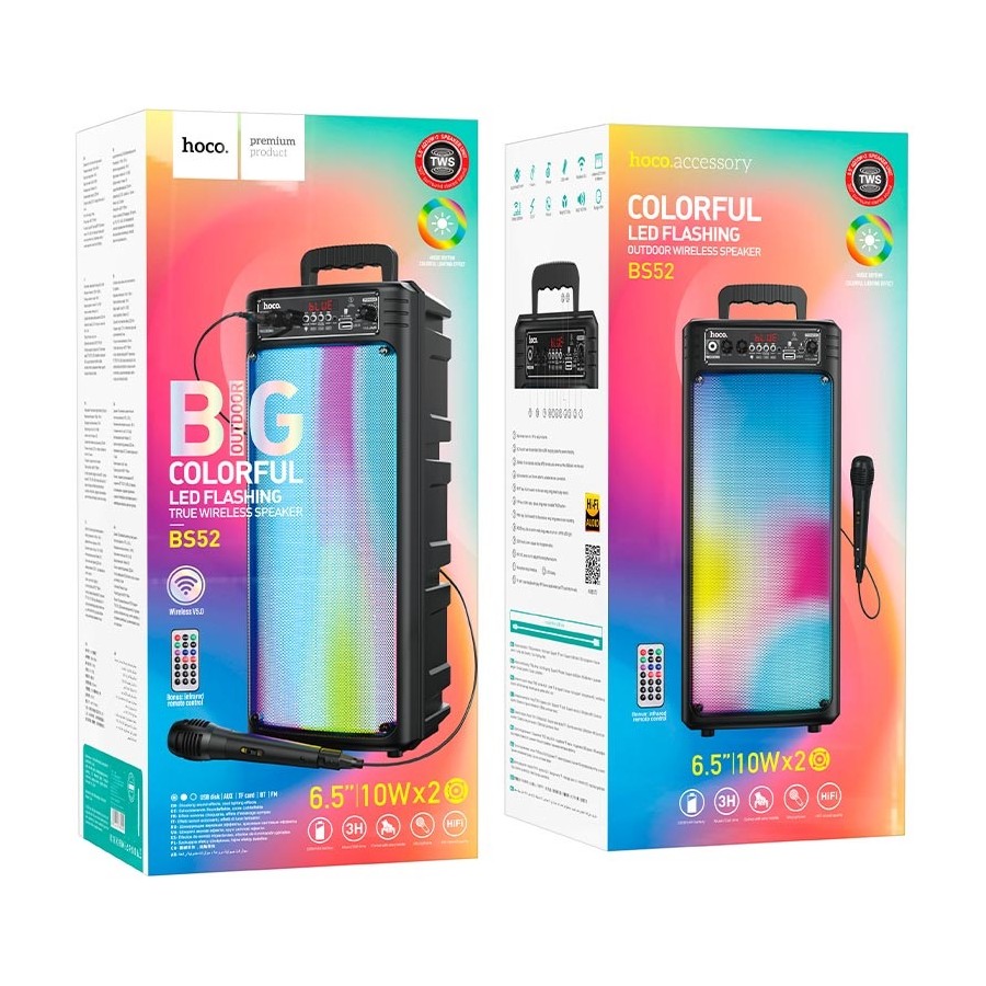 Parlante Karaoke Con Microfono y Led RGB HOCO BS52