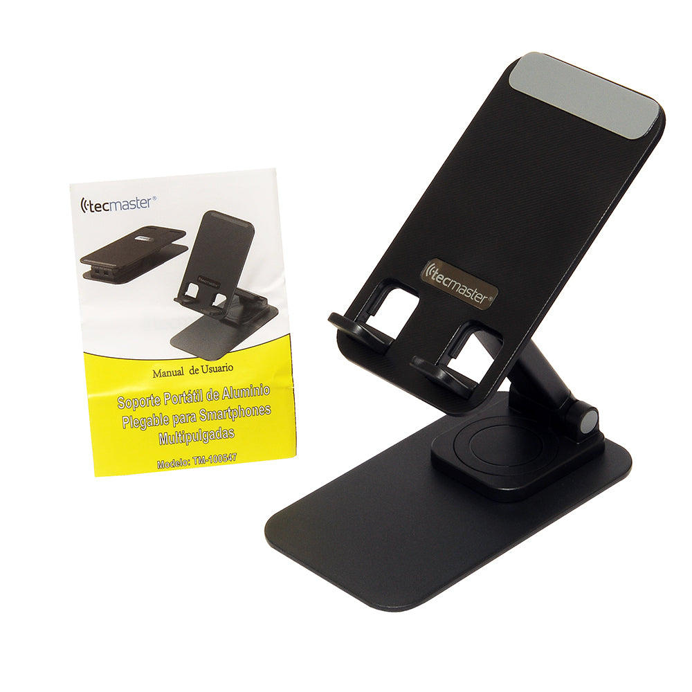 Soporte Portatil Plegable Aluminio Smartphones Tablets Tecmaster