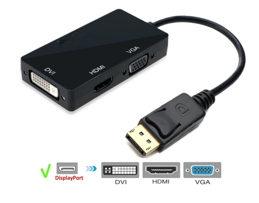 Adaptador Display Port a HDMI VGA DVI Goforit Negro