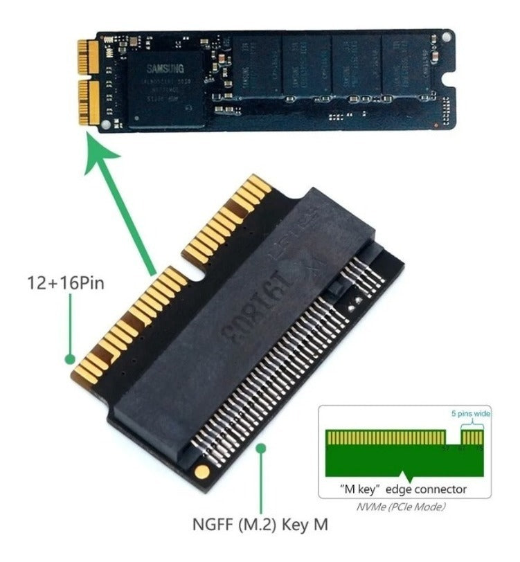 Adaptador SSD NVME PCIE M2 Para MacBook Air Retina 2013 a 2017