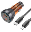 Cargador Auto Carga Rapida 30W 2 Tipo-C Hoco Z12C Cable iPhone