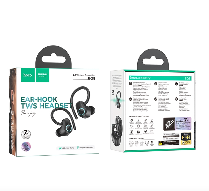 Audifonos Bluetooth TWS In ear Estuche Recargable HOCO EQ8 Negro