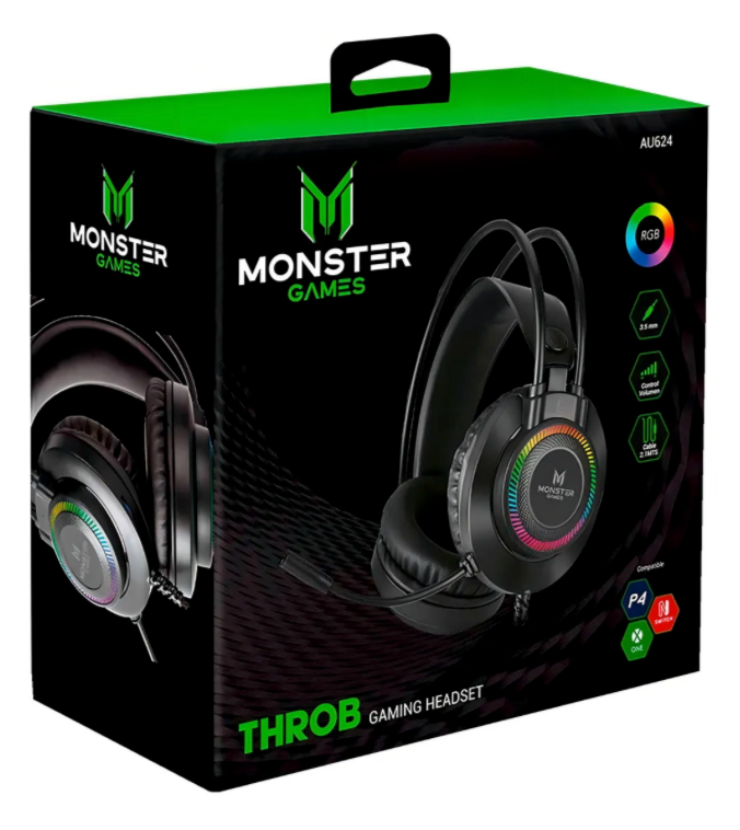 Audífono Gamer Monster Throb AU624 con Micrófono RGB