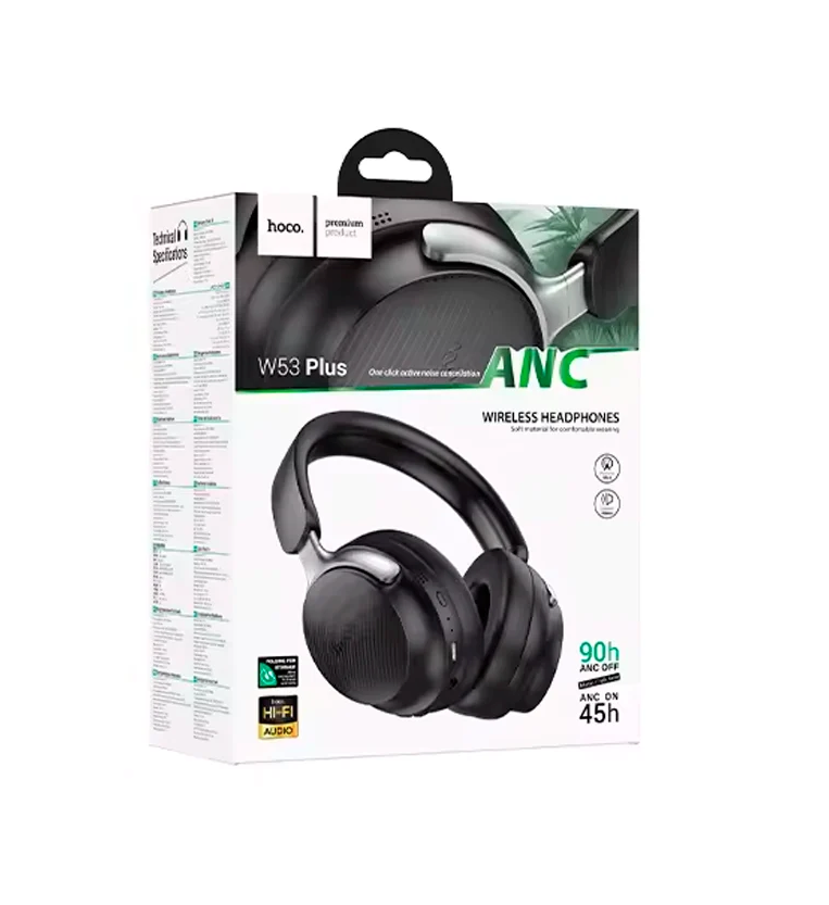 Audífonos Bluetooth Hoco W53 Plus ANC Negros