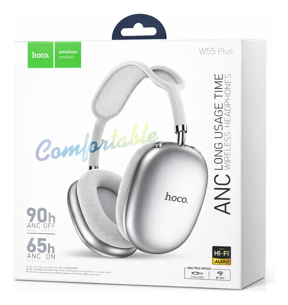 Audífonos Hoco W55 Plus Bluetooth ANC Over Ear 90h Blanco