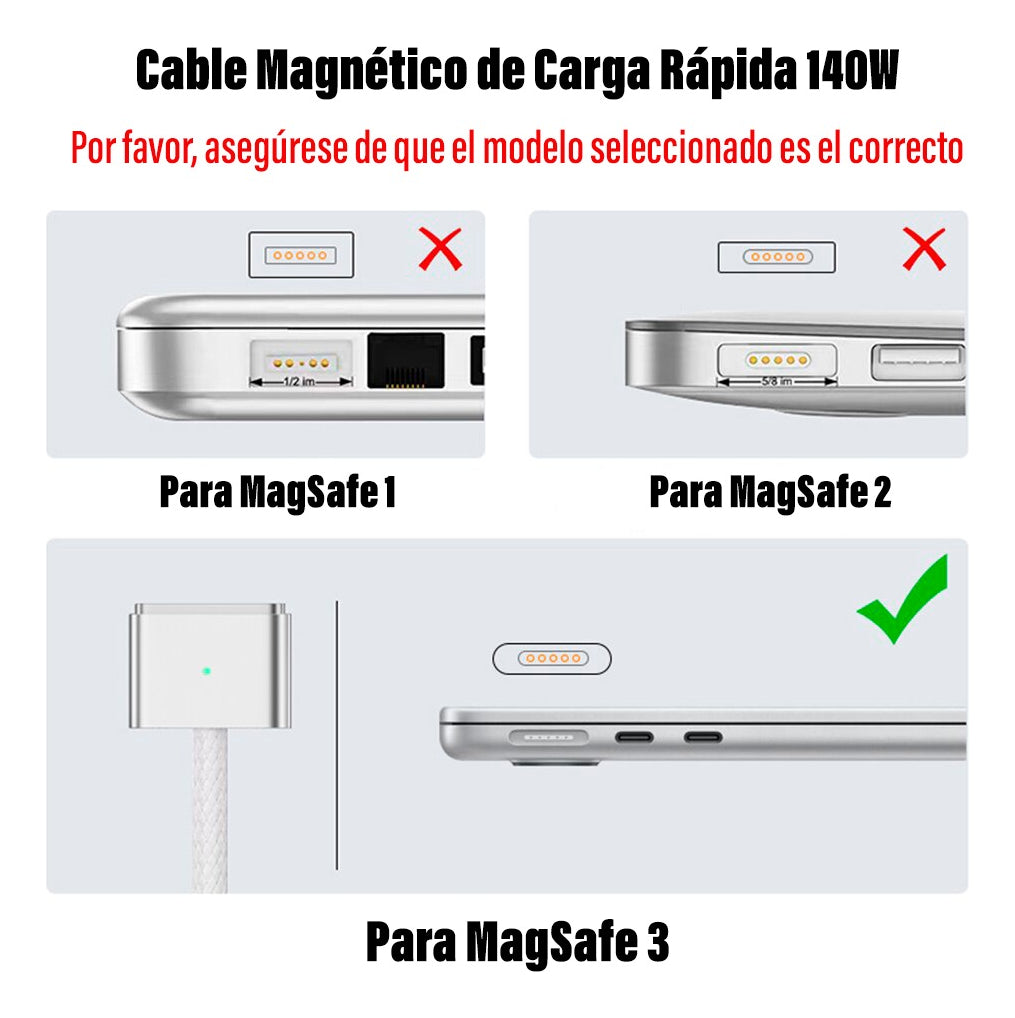 Cable Carga USB-C a Magsafe 3 Para Macbook Pro Air 2MT 140W