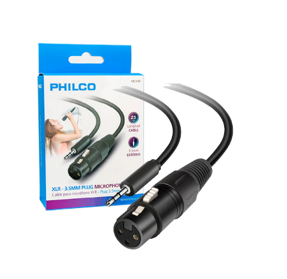 Cable Para Microfono Jack 35mm Canon XLR 25MT Philco