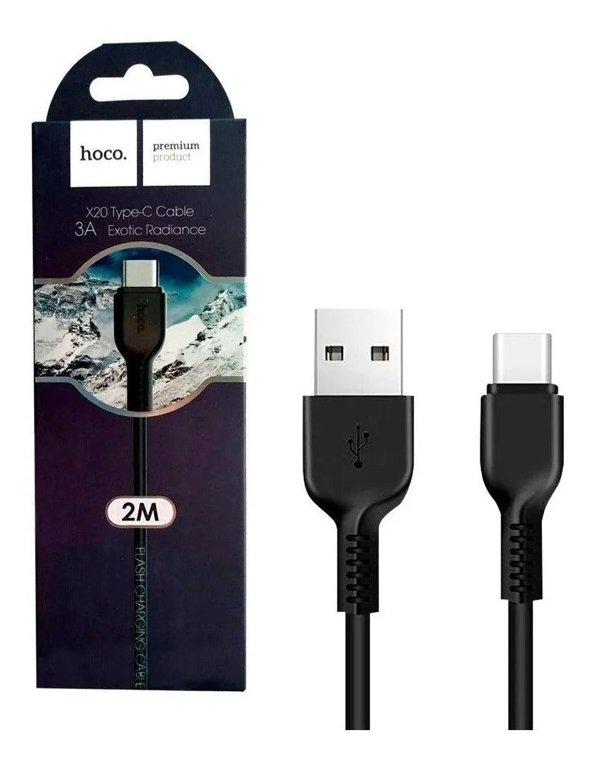 Cable Carga USB Tipo C 2 Metros Negro HOCO X20