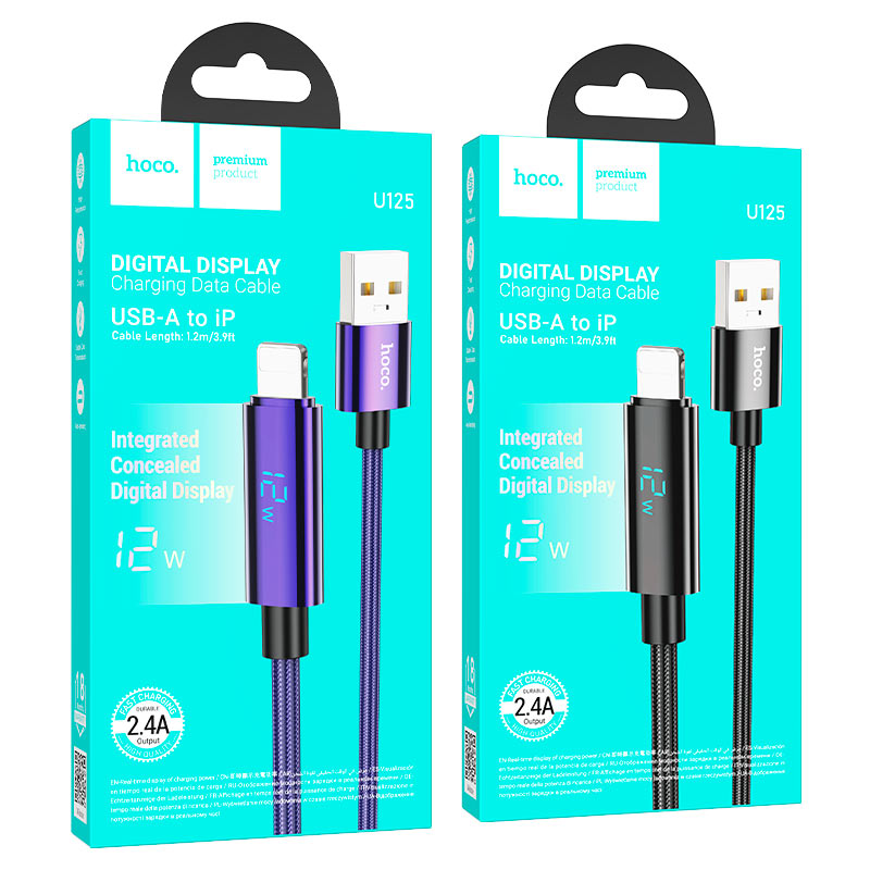 Cable USB a Lightning 1.2MT Para Apple Hoco U125 Negro