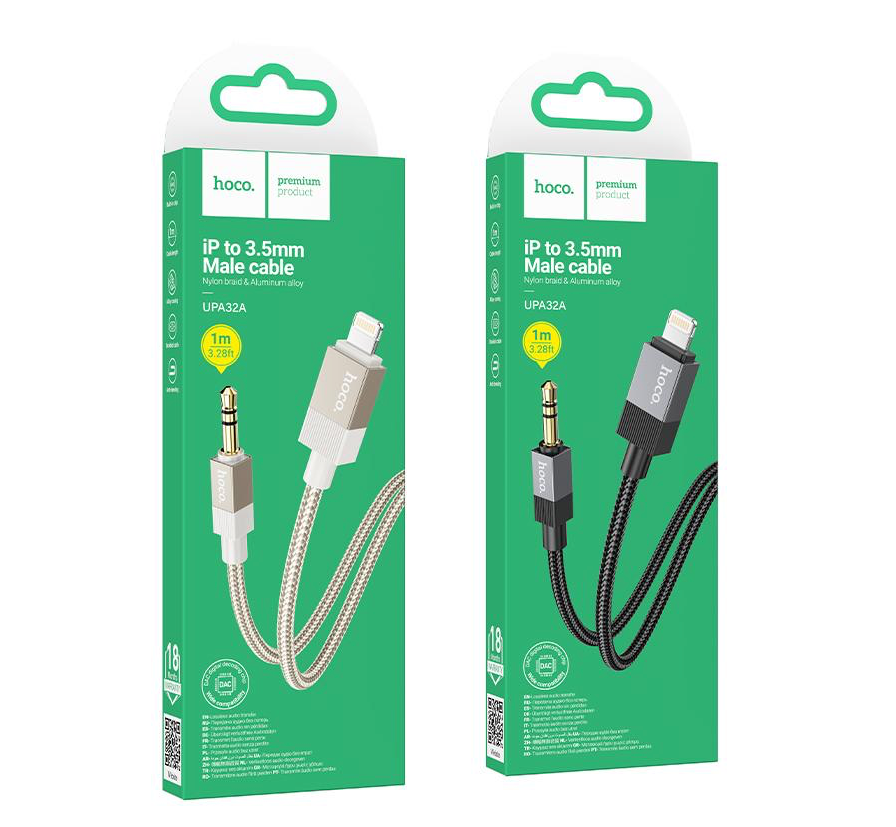 Cable de Audio Hoco UPA32A Jack 3.5mm a Lightning Negro
