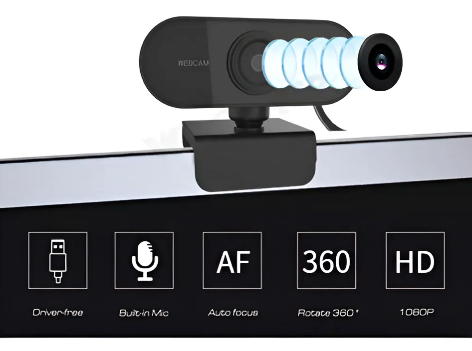 Cámara Web HD 1080p USB Plug & Play Negra