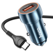 Cargador Auto Con Cable Tipo C Azul QC3 Hoco Z46