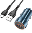 Cargador Auto Con Cable Tipo C Azul QC3 Hoco Z46