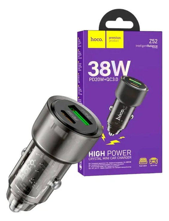 Cargador Auto Hoco Z52 2 Puertos USB Rápido Negro