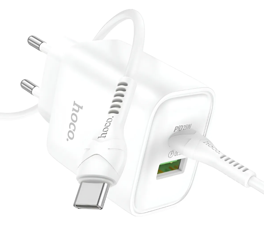 Cargador Hoco DC68 25W USB-C con Cable Blanco