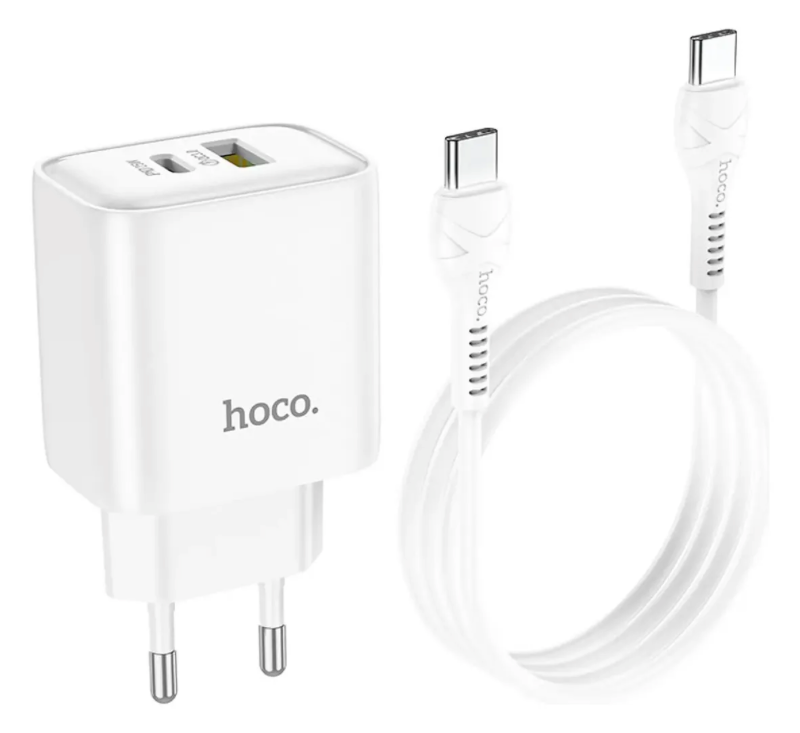 Cargador Hoco DC68 25W USB-C con Cable Blanco