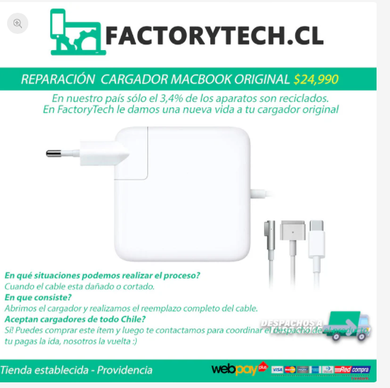 Cargador Para Macbook Pro Air 13 16,5V 60W Original Reacondicionado