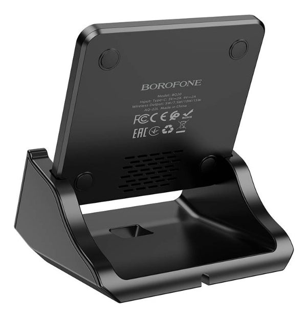 Dock Cargador Inalambrico Celulares  15W BQ20 Negro