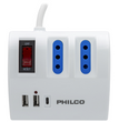 Extension Escritorio 220V + 2 USB 1 USB-C Philco 2044B