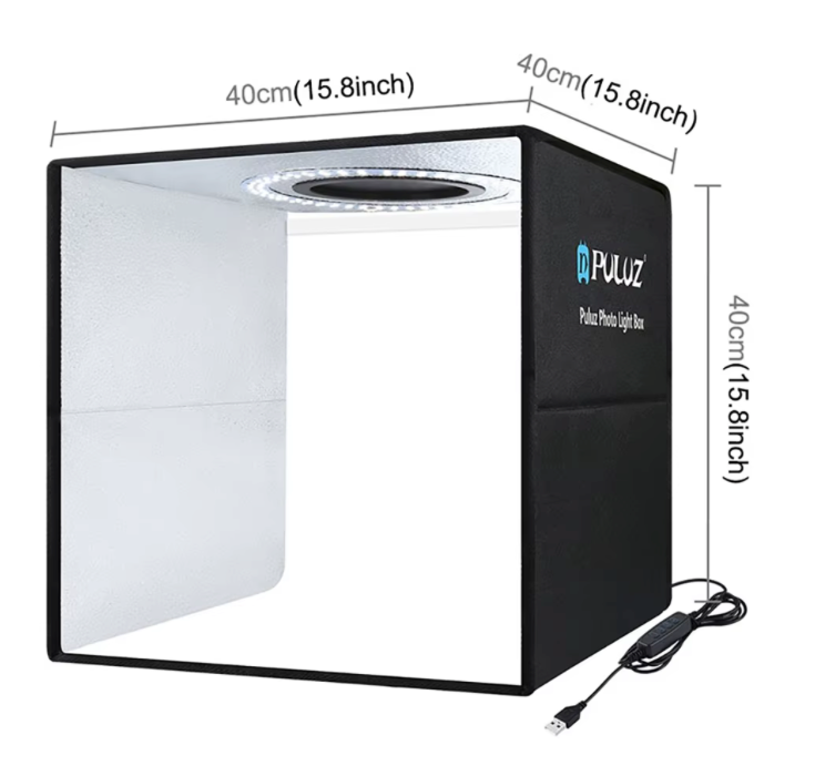Estudio Fotográfico Pulux Portátil 40cm con Luz LED y 12 Fondos